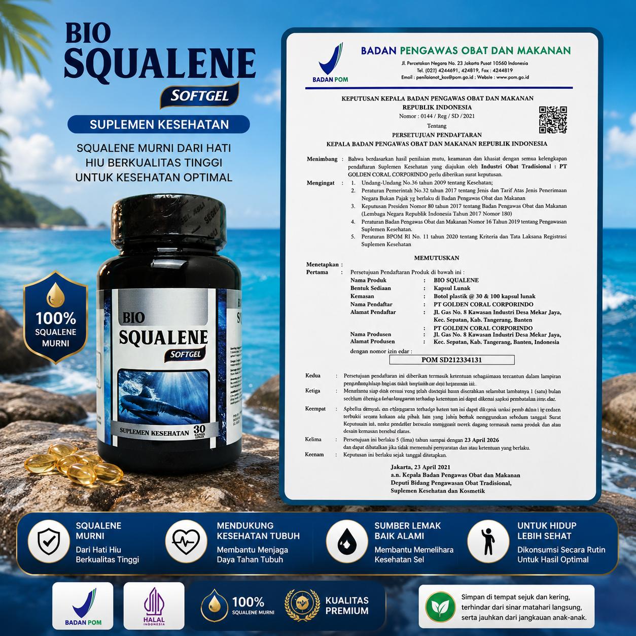 Bio Squalene 30 Softgel Original Obat Sperma Pria Penyubur Sperma Sedikit Kurang Banyak Pengental Air Mani Encer Penambah Jumlah Sel Sperma Meningkatkan Kualitas Gerakan Sperma Lebih Cepat Nyembur Sudah Halal BPOM 3
